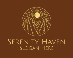 Retreat - Mountain Range Sun logo design