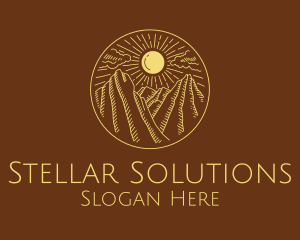 Mountain Range Sun logo design