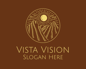 View - Mountain Range Sun logo design