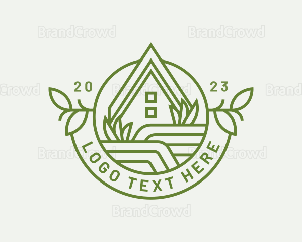 House Lawn Landscaping Logo