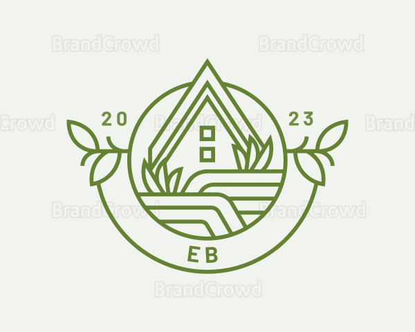 House Lawn Landscaping Logo