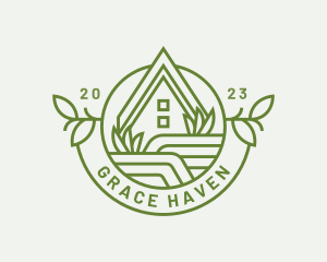 House Lawn Landscaping Logo