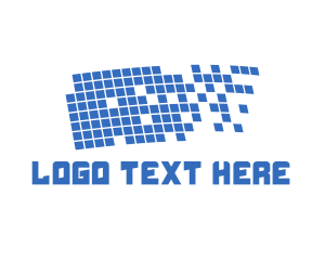 Blue Flag - Digital Pixel Flag logo design