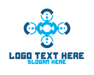 Futuristic - Modern Communication Badge logo design