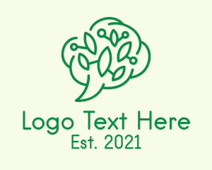 Coworking - Brain Leaf Chat logo design