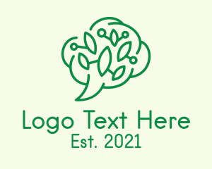 Chat Bubble - Brain Leaf Chat logo design