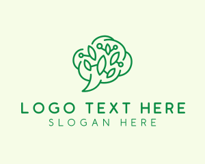 Psychology - Brain Leaf Chat logo design