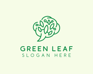 Brain Leaf Chat logo design