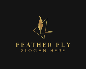 Golden Feather Quill logo design