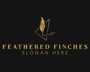 Golden Feather Quill logo design