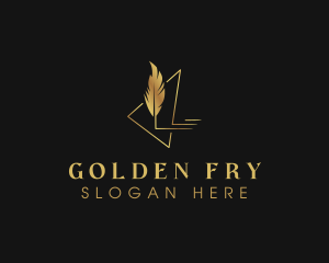 Golden Feather Quill logo design