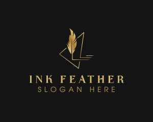 Quill - Golden Feather Quill logo design