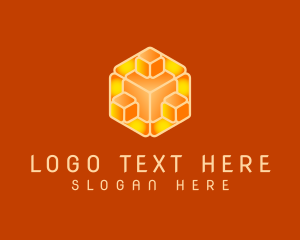 Orange Square - Cube Kaleidoscope Dice logo design