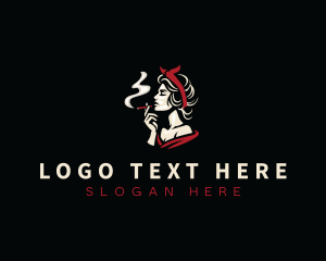 Lady - Girl Smoking Cigarette logo design