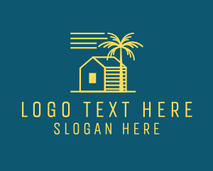 Yellow - Tropical Beach House Cabin logo design