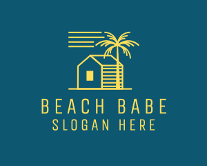 Tropical Beach House Cabin logo design