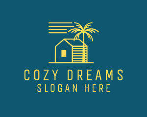 Tropical Beach House Cabin logo design