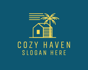 Tropical Beach House Cabin logo design