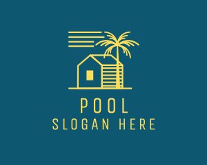 Palm Tree - Tropical Beach House Cabin logo design