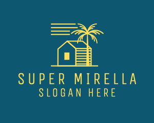 Tropical Beach House Cabin logo design