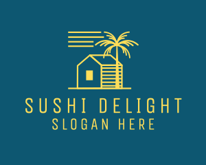 Tropical Beach House Cabin logo design