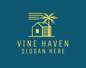 Tropical Beach House Cabin logo design