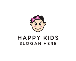 Cute Happy Girl Child logo design