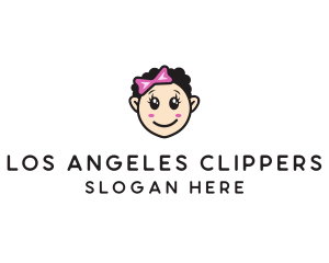 Cute Happy Girl Child logo design