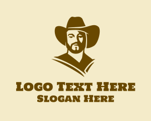 Moustache - Handsome Cowboy Silhouette logo design
