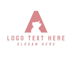 Negative Space - Cat Letter A logo design