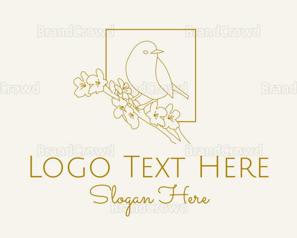 Spring Bird Cherry Blossom Logo