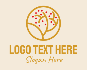 Tea - Gold Tree Badge logo design