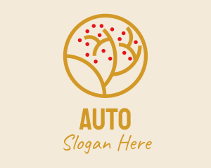 Herbal - Gold Tree Badge logo design