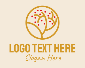Fruit - Gold Tree Badge logo design