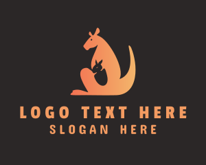 Aussie - Orange Kangaroo Joey logo design