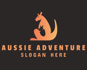 Aussie - Orange Kangaroo Joey logo design