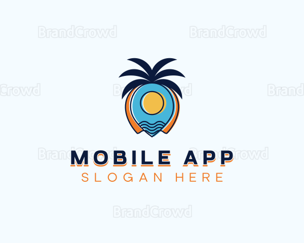 Tropical Fruit Location Pin Logo