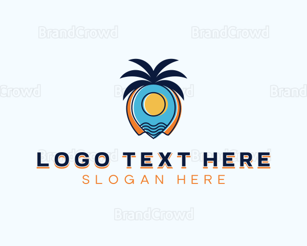 Tropical Fruit Location Pin Logo