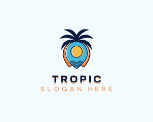 Tropical Fruit Location Pin logo design