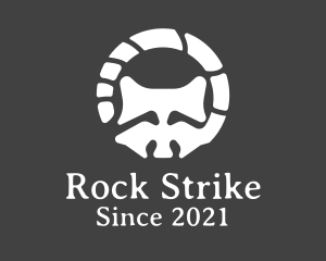 Abstract Raccoon Skeleton Stone logo design