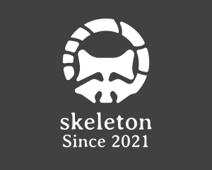 Abstract Raccoon Skeleton Stone logo design