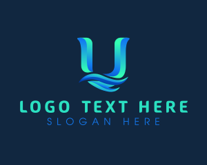 Startup - Wave Water Flow Letter U logo design