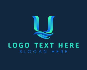 Lettermark - Wave Water Flow Letter U logo design