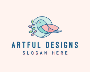 Pretty Bird Leaves logo design