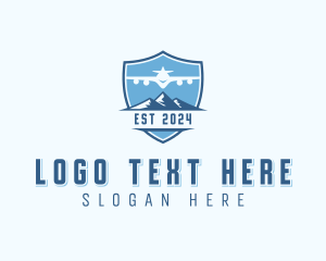 Shipping - Airplane Mountain Shield logo design