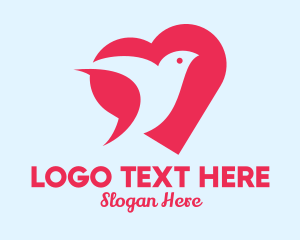 Lover - Romantic Pink Dove Heart logo design