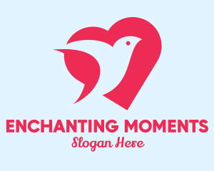 Romantic Pink Dove Heart  logo design