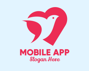 Dating Site - Romantic Pink Dove Heart logo design