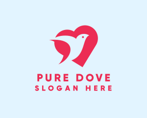 Romantic Pink Dove Heart  logo design