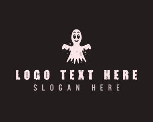 Haunted - Spooky Cartoon Ghost logo design